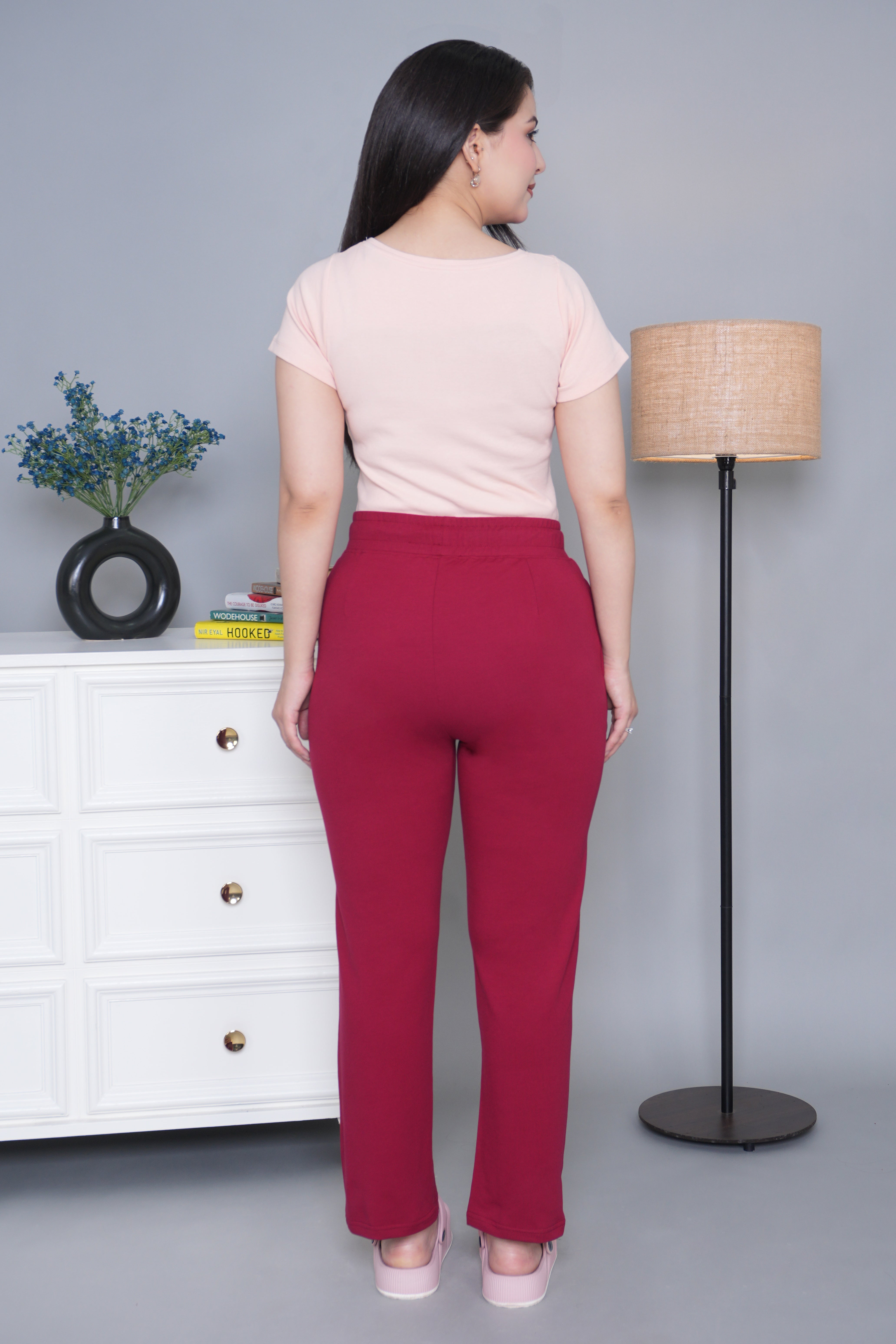 Dark rose all day home pants with extra comfort. [100% USA HQ Cotton Lycra]