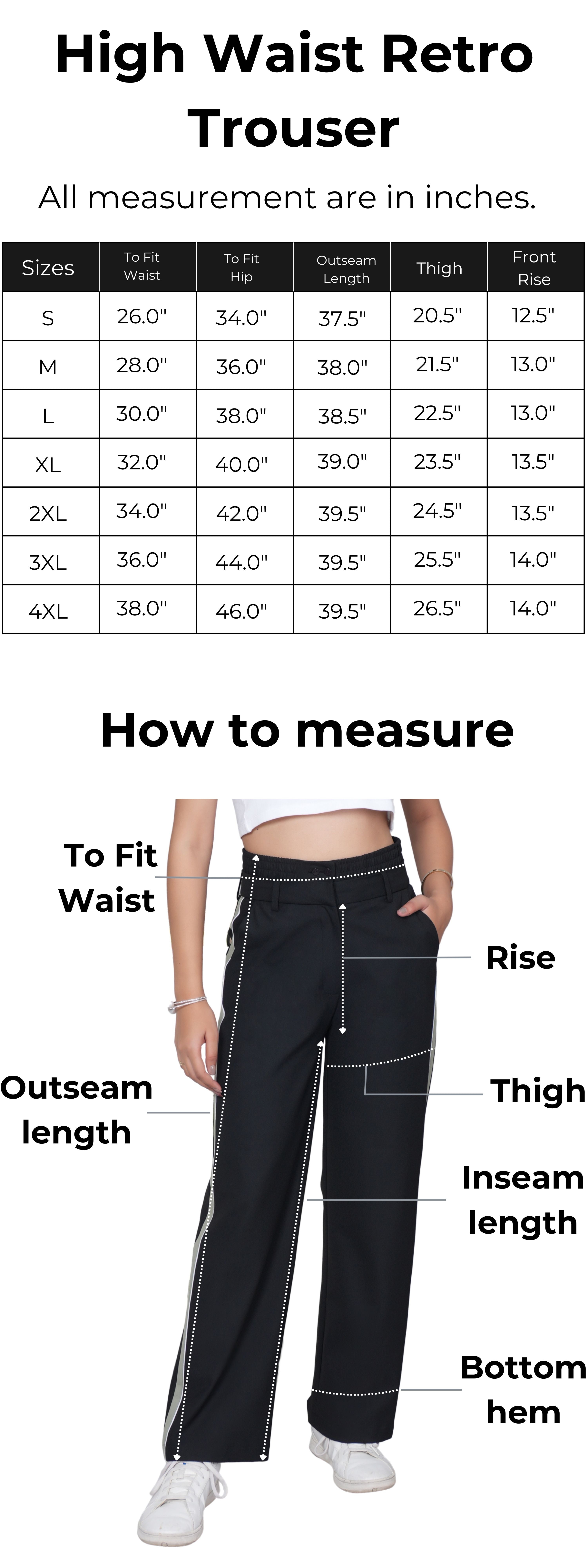 Black high waist retro trouser with spandex