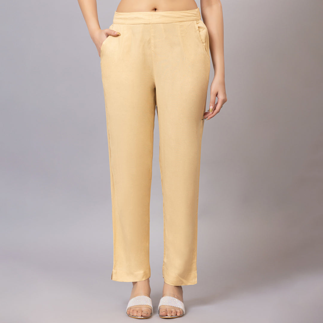 Beige rayon pant [ 100% Rayon, Liva Certified ]