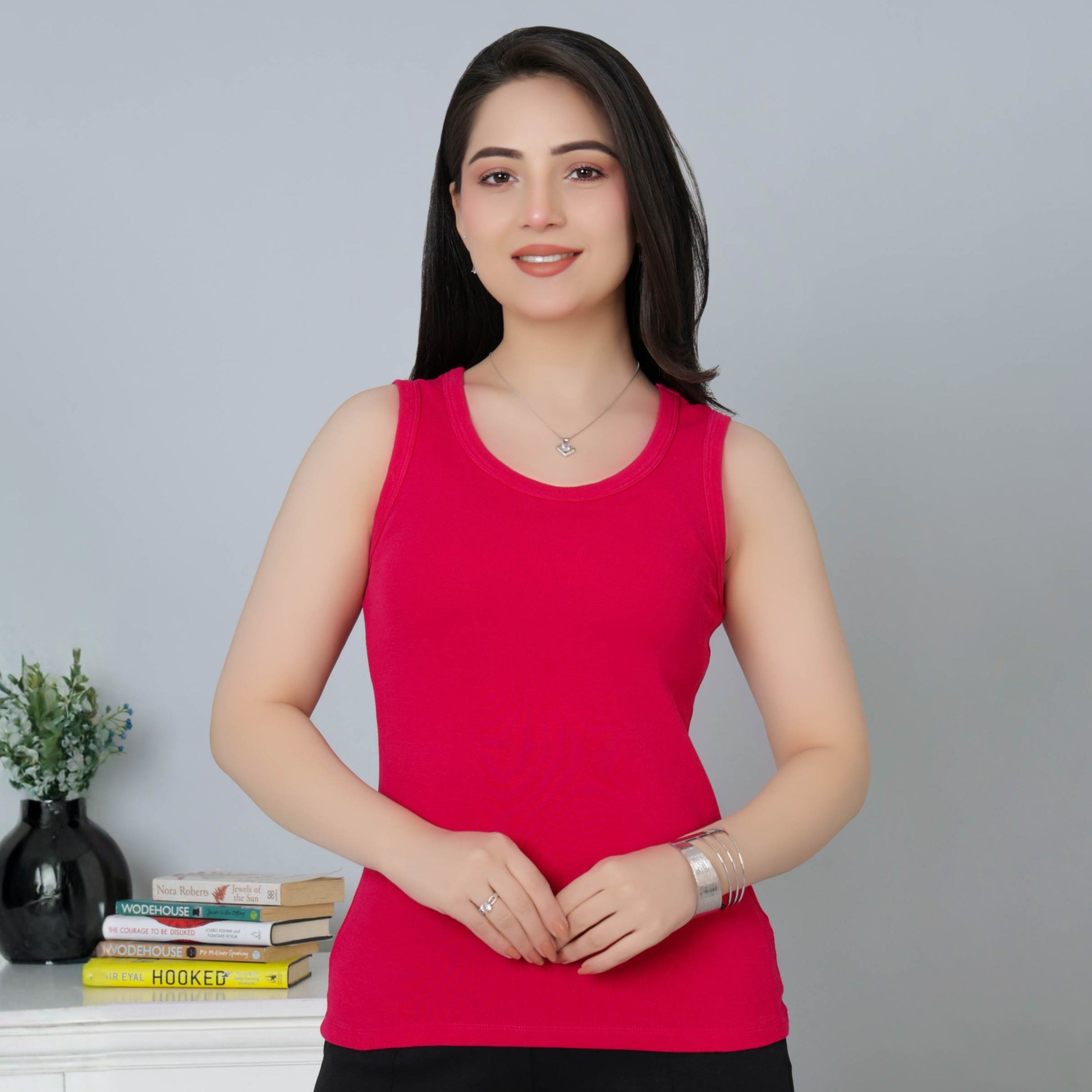 Fuchsia Rib Top [ 280 GSM non transparent fabric ]