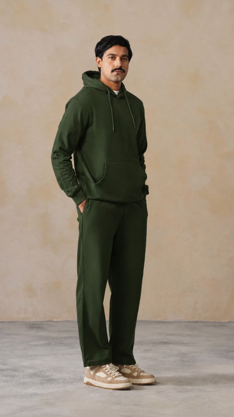 Olive men winter straight fit pants