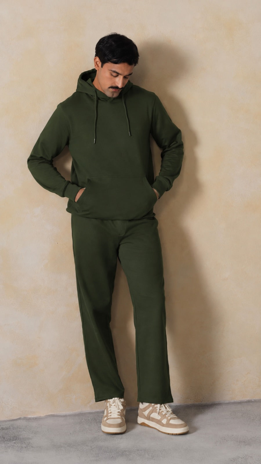 Olive men winter straight fit pants