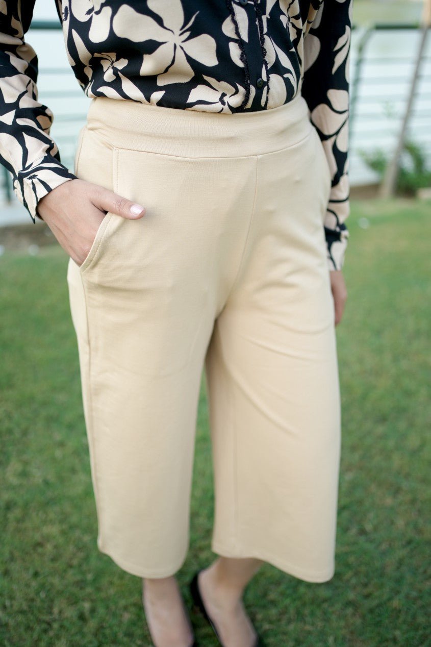 All day Beige formal capris | 100% US cotton Lycra - 