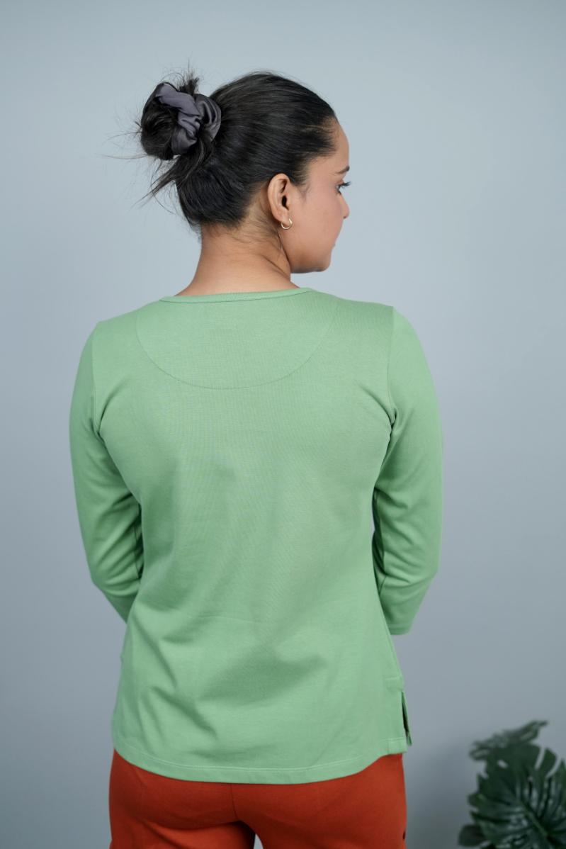 Apple mint Henley Tshirt [Non transparent 220 gsm thick ]] - Henley Tshirt