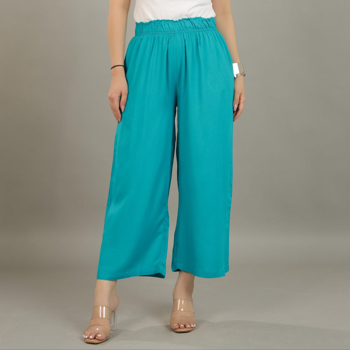 Aqua blue rayon palazzo [ 100% Rayon, Liva Certified ] -Palazzo