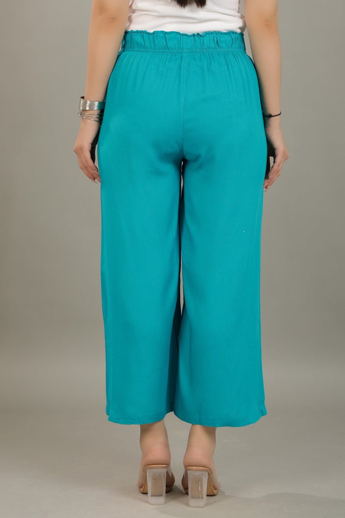 Aqua blue rayon palazzo [ 100% Rayon, Liva Certified ] -Palazzo