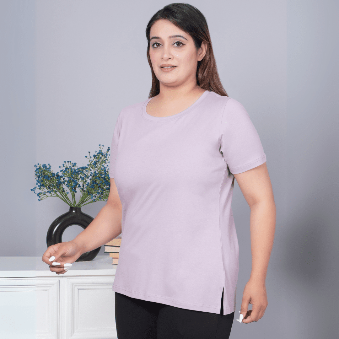 Aria Round Neck Half Sleeve Cotton Lycra T-Shirt -Medium