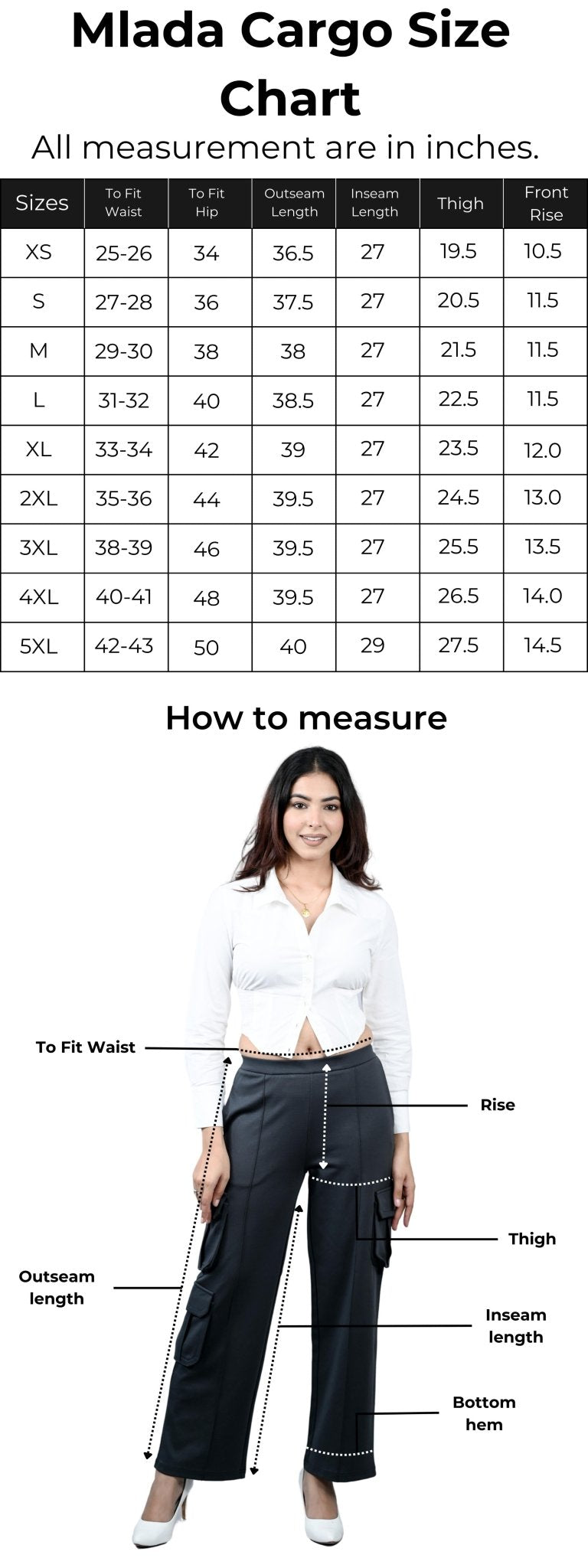 Sand cargo pants for women size chart