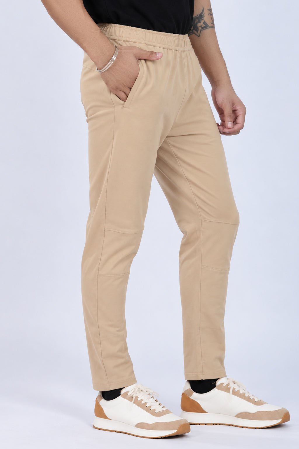 Beige all day bottom with extra comfort. [100% Cotton Lycra] -