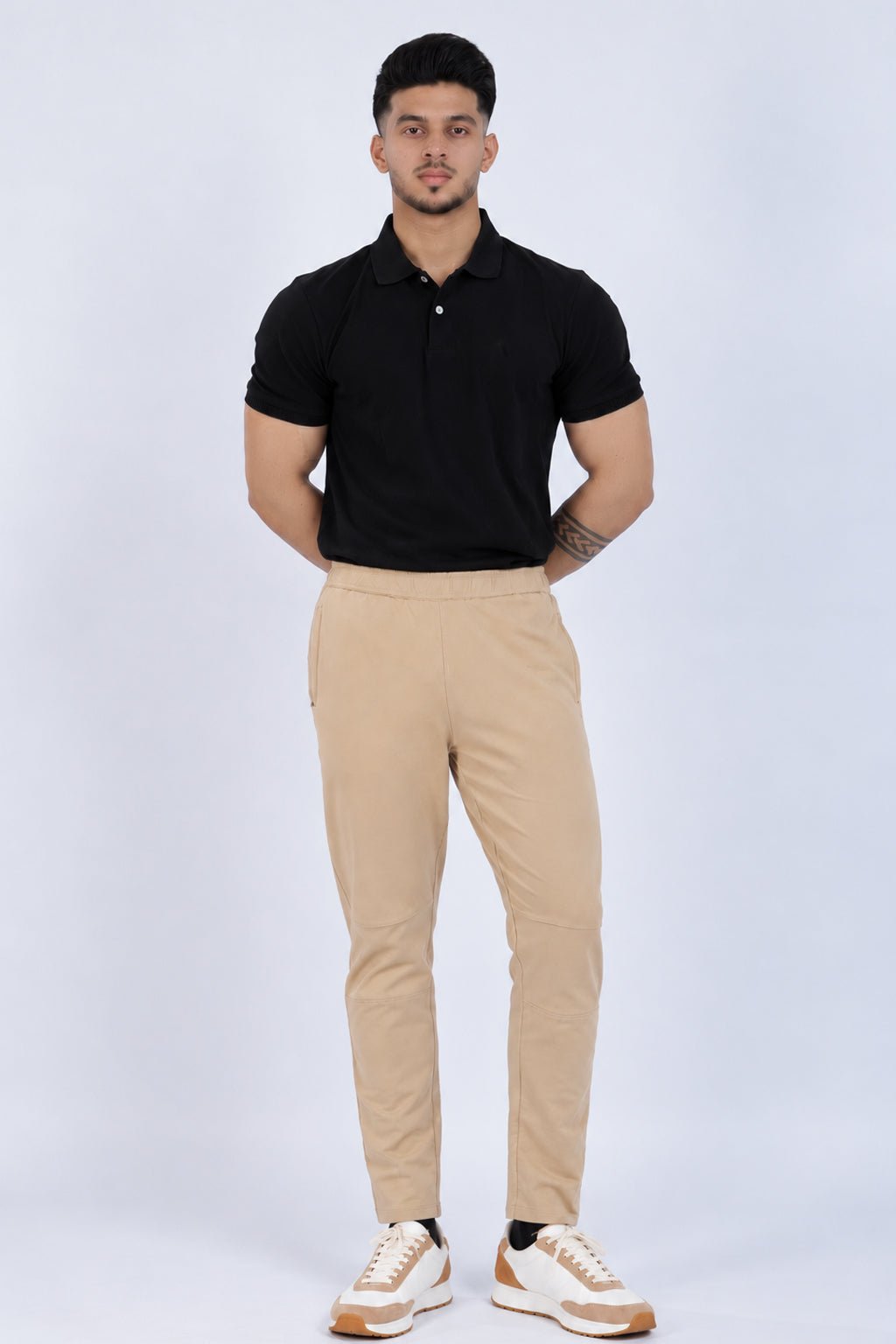 Beige all day bottom with extra comfort. [100% Cotton Lycra] -
