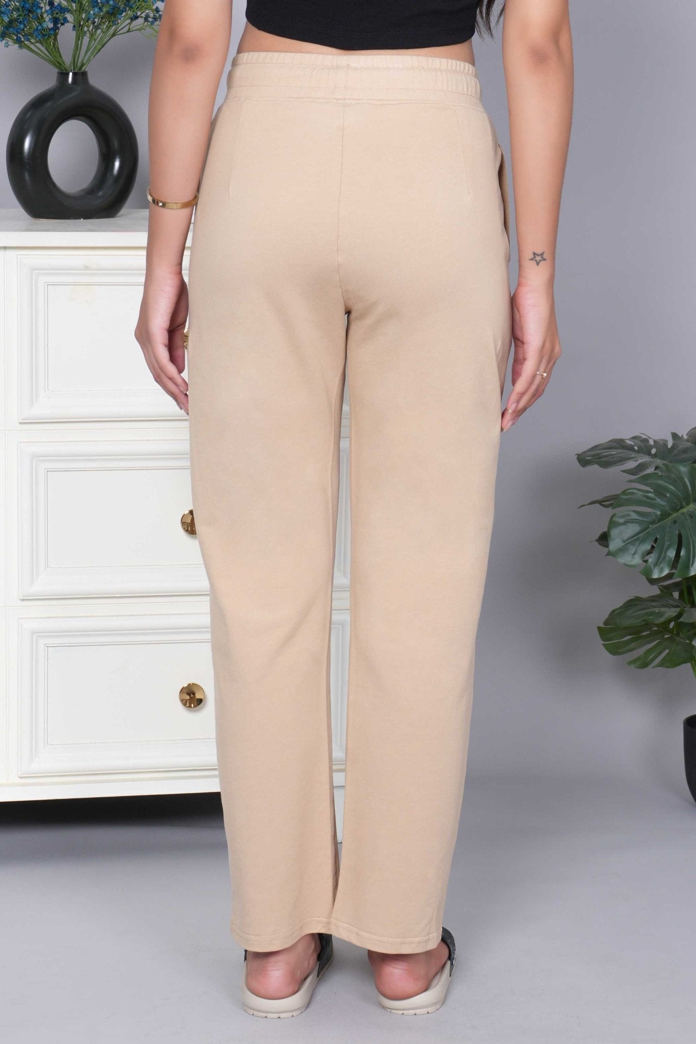 Beige all day home pants with extra comfort. [100% USA HQ Cotton Lycra] - All day home pant