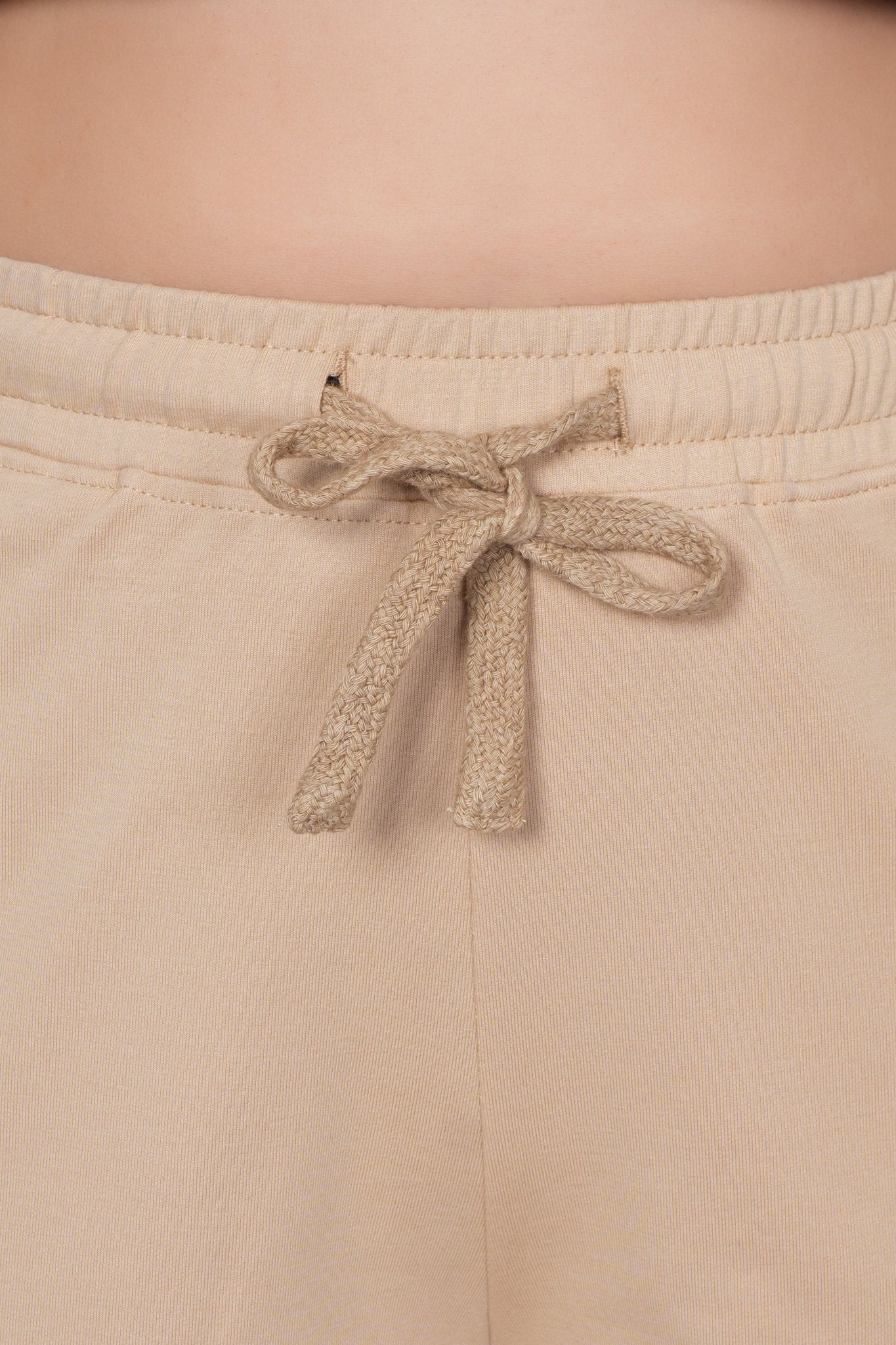 Beige all day home shorts with extra comfort. [100% USA HQ Cotton Lycra] - All day home shorts