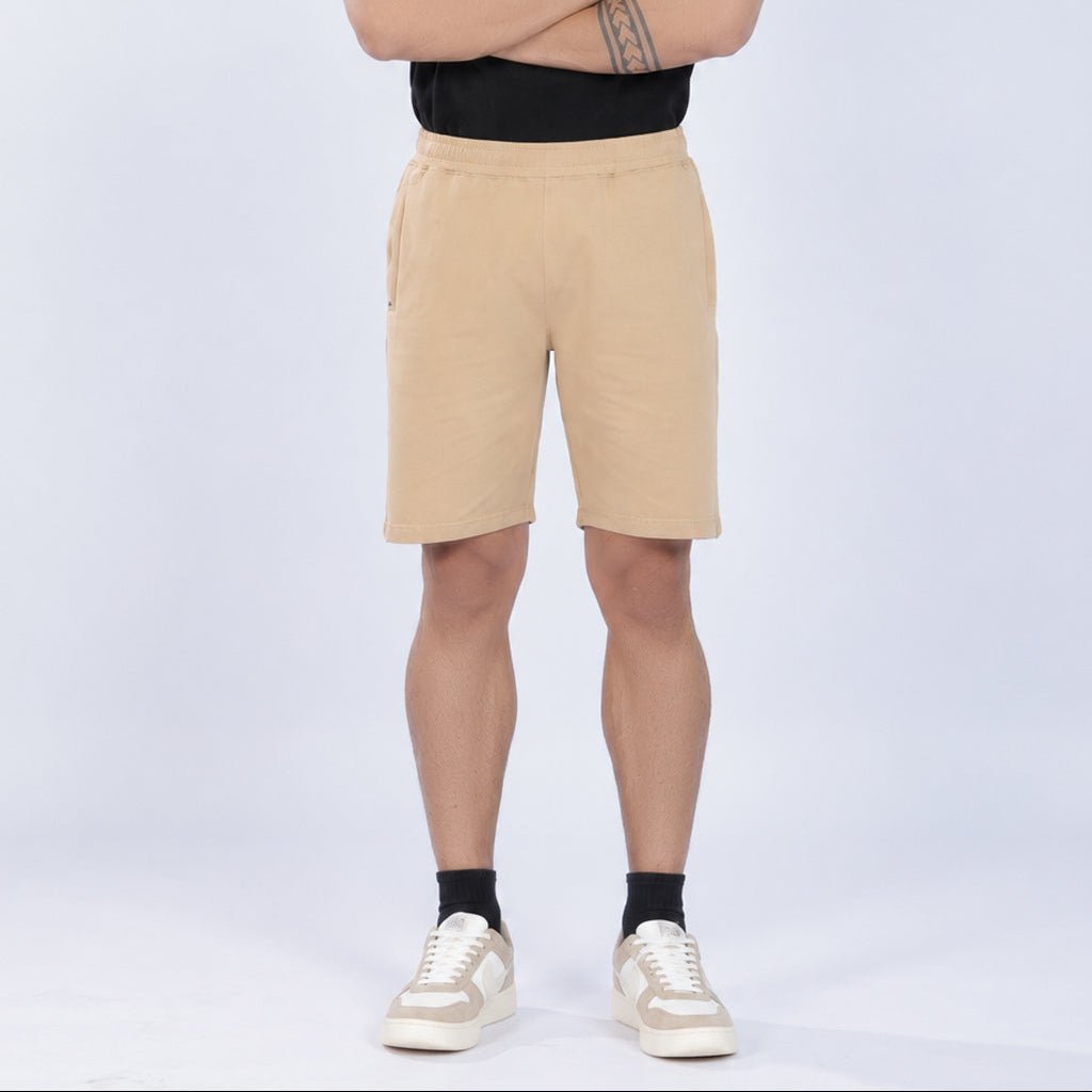 Beige all day shorts with extra comfort. [100% Cotton Lycra] -All day home shorts