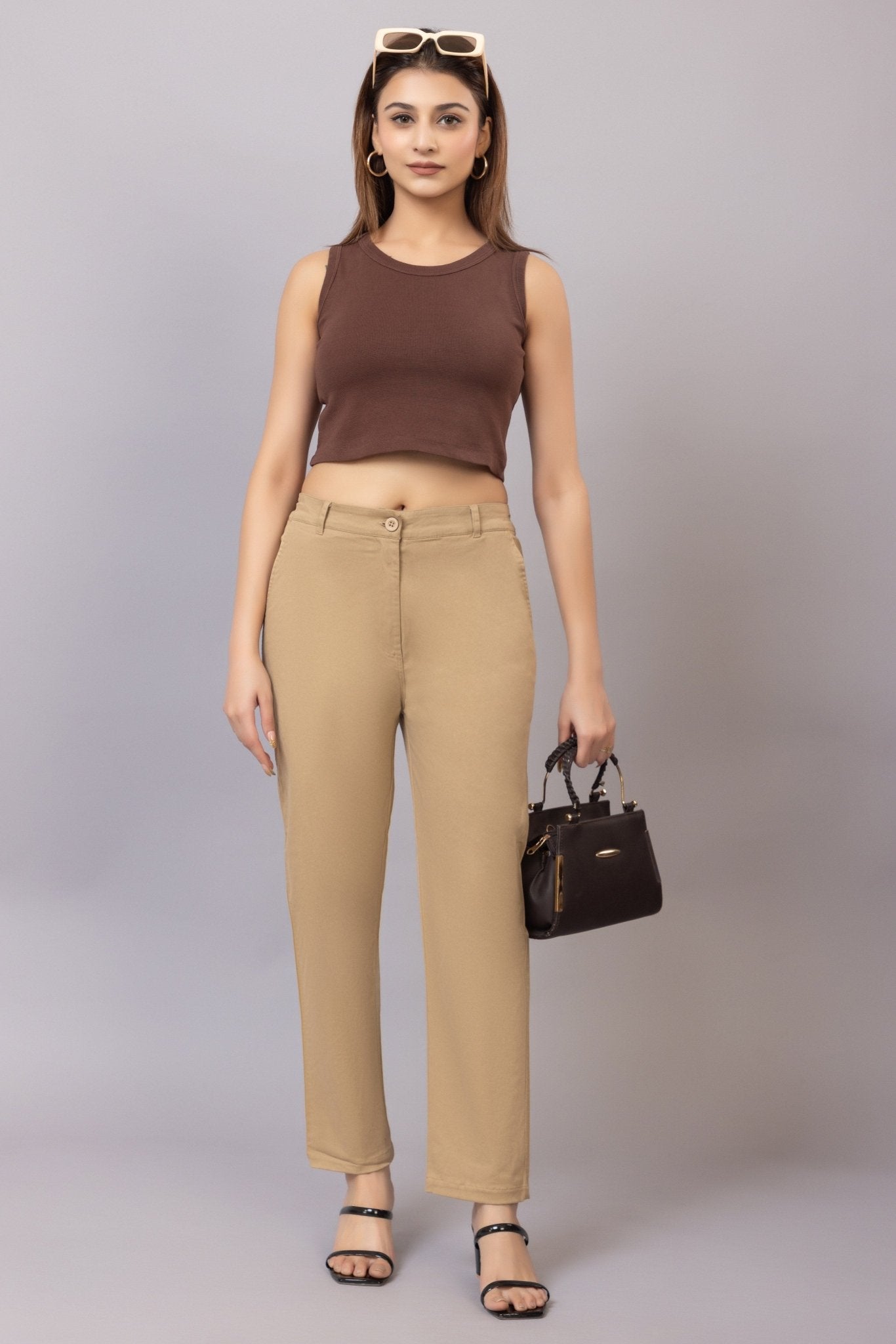 Beige chinos pants with extra comfort. [100% USA HQ Cotton Lycra] - Chinos