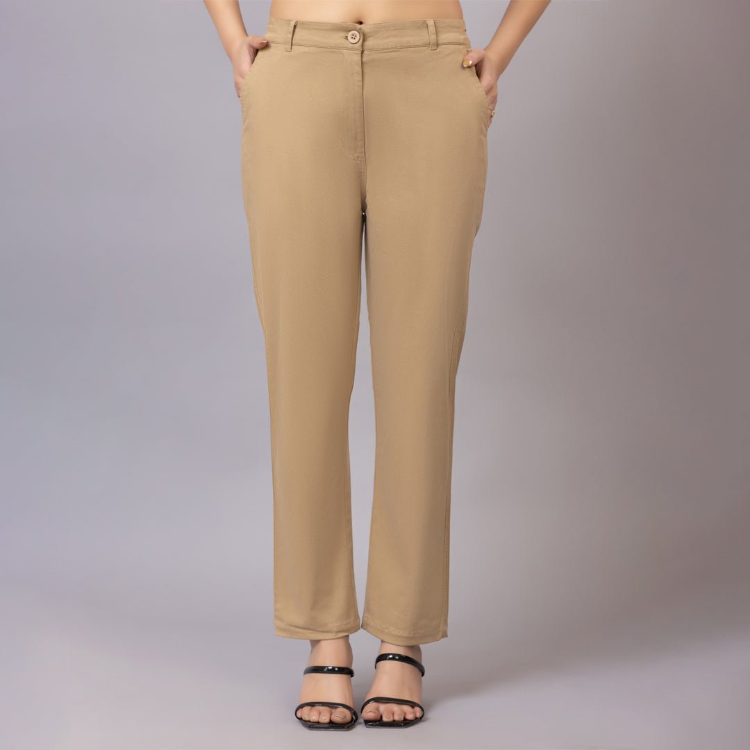Beige chinos pants with extra comfort. [100% USA HQ Cotton Lycra] - Chinos