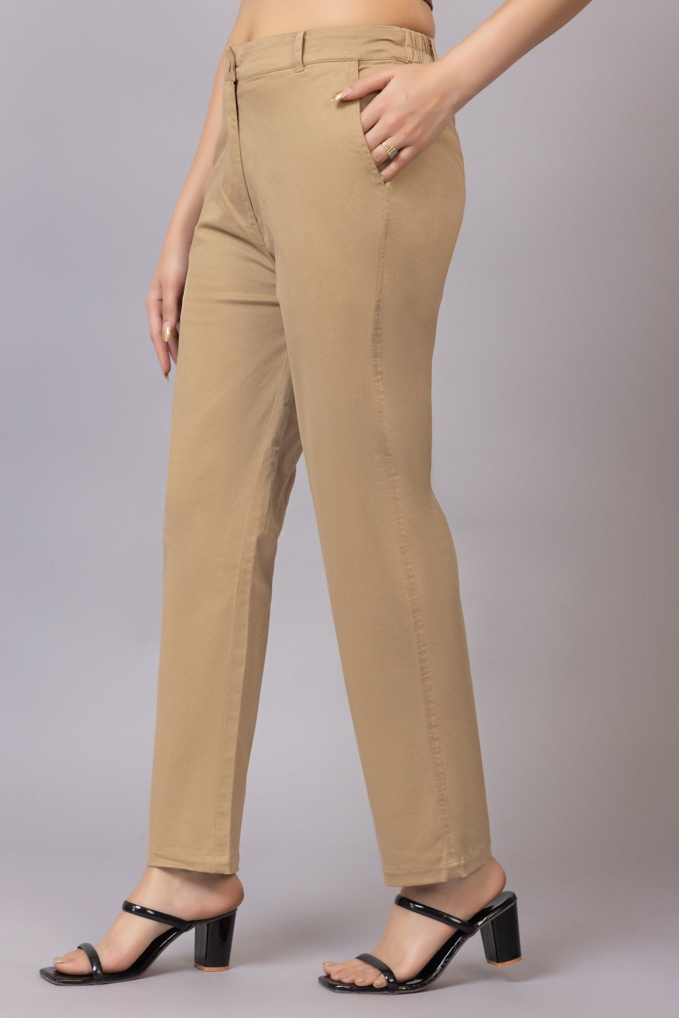 Beige chinos pants with extra comfort. [100% USA HQ Cotton Lycra] - Chinos