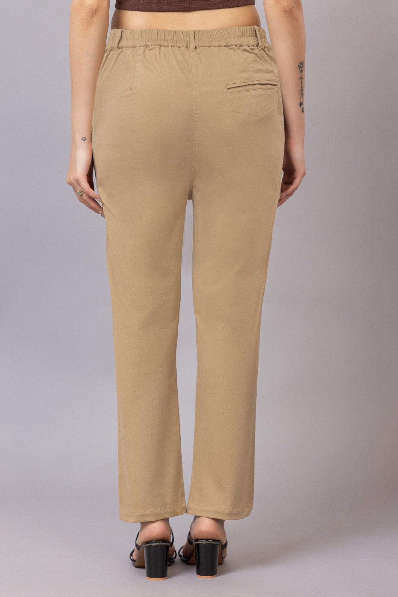 Beige chinos pants with extra comfort. [100% USA HQ Cotton Lycra] - Chinos