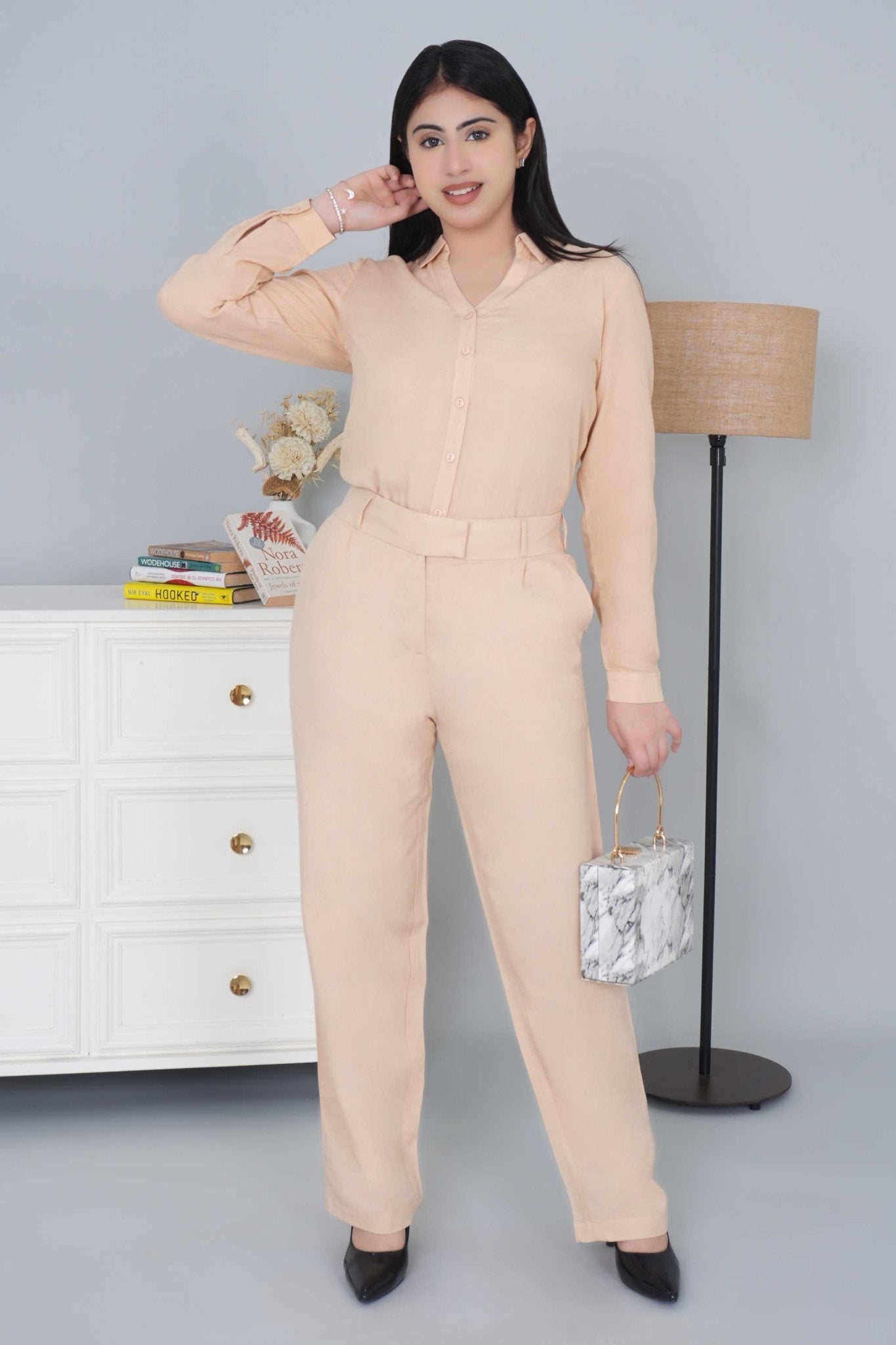 Beige cotton linen flare - Linen flare pants