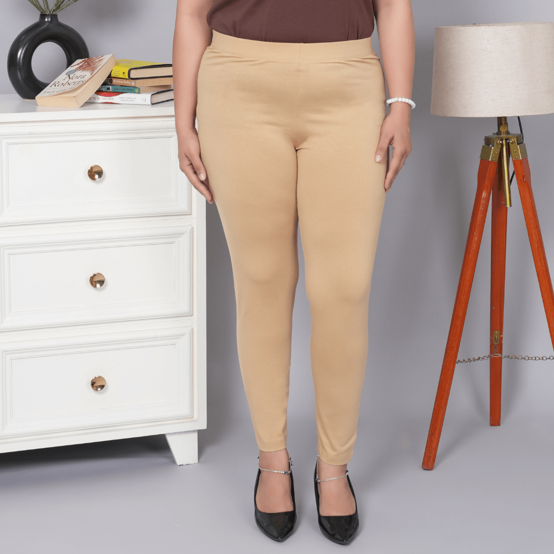 Beige cotton lycra legging - Cotton legging