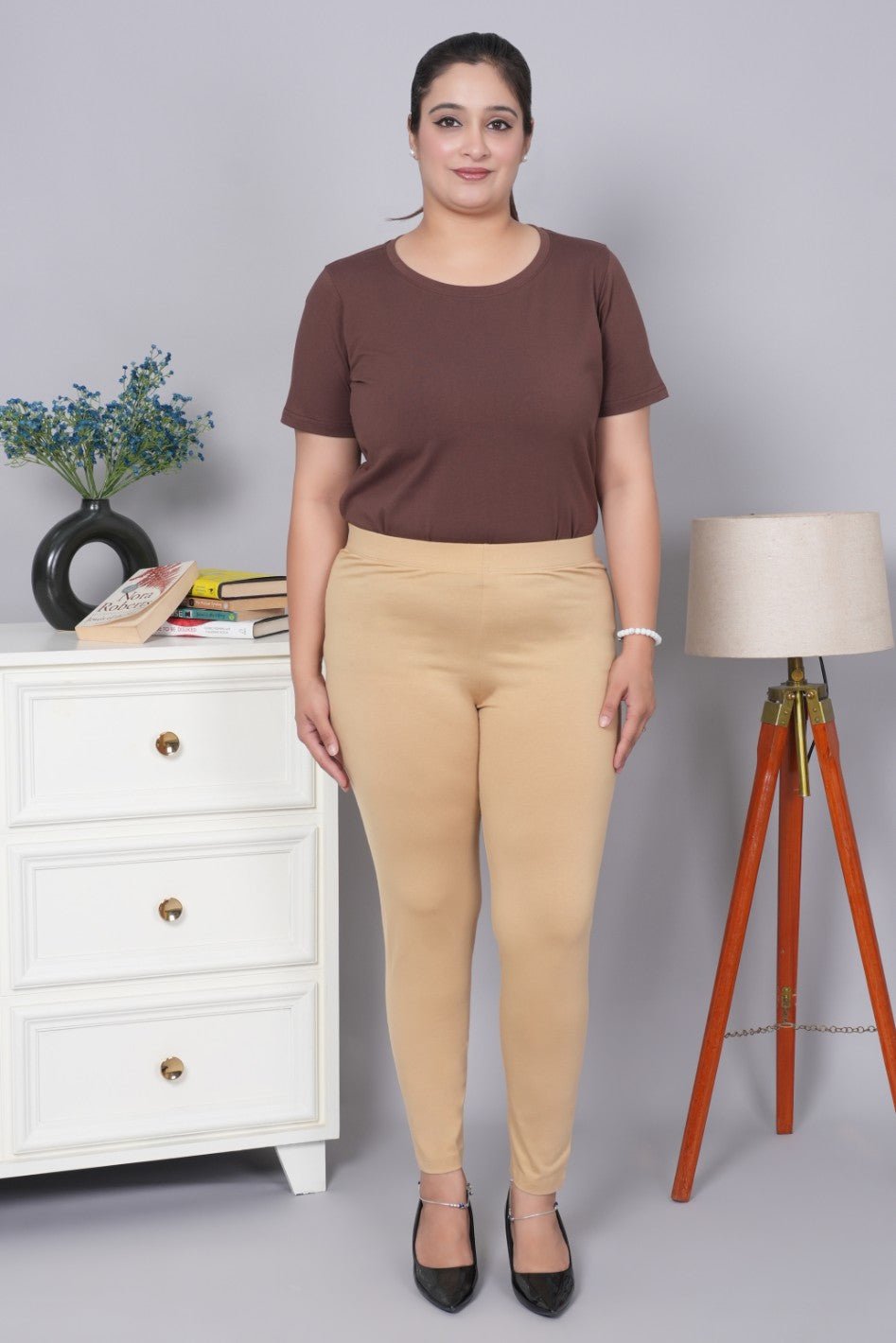Beige cotton lycra legging - Cotton legging