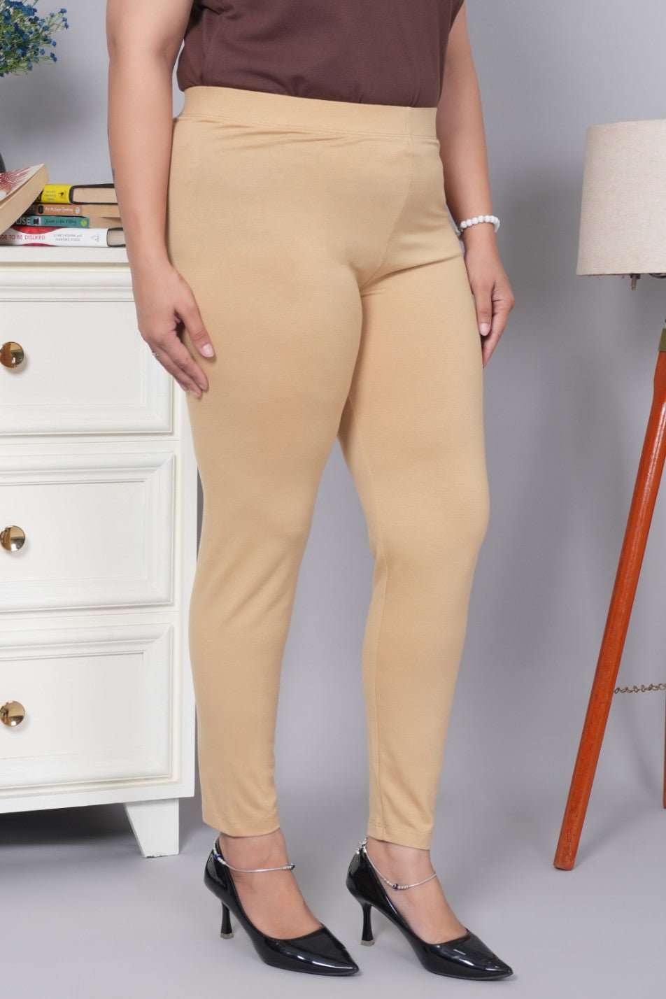 Beige cotton lycra legging - Cotton legging