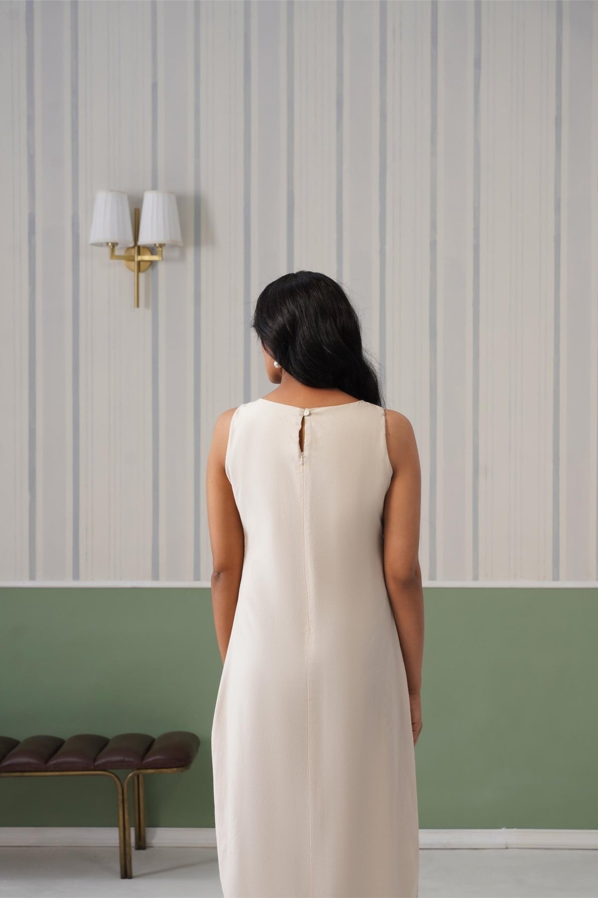 Beige cotton midi dress [100% pure cotton] -Cotton midi dress