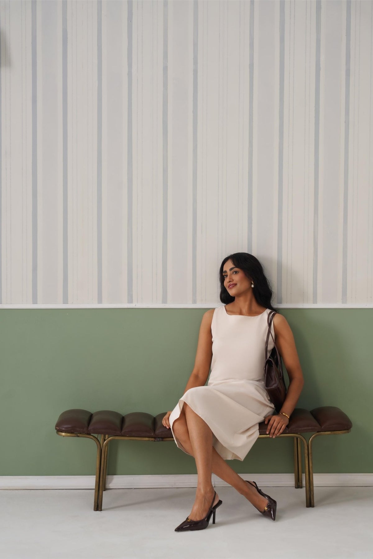 Beige cotton midi dress [100% pure cotton] -Cotton midi dress