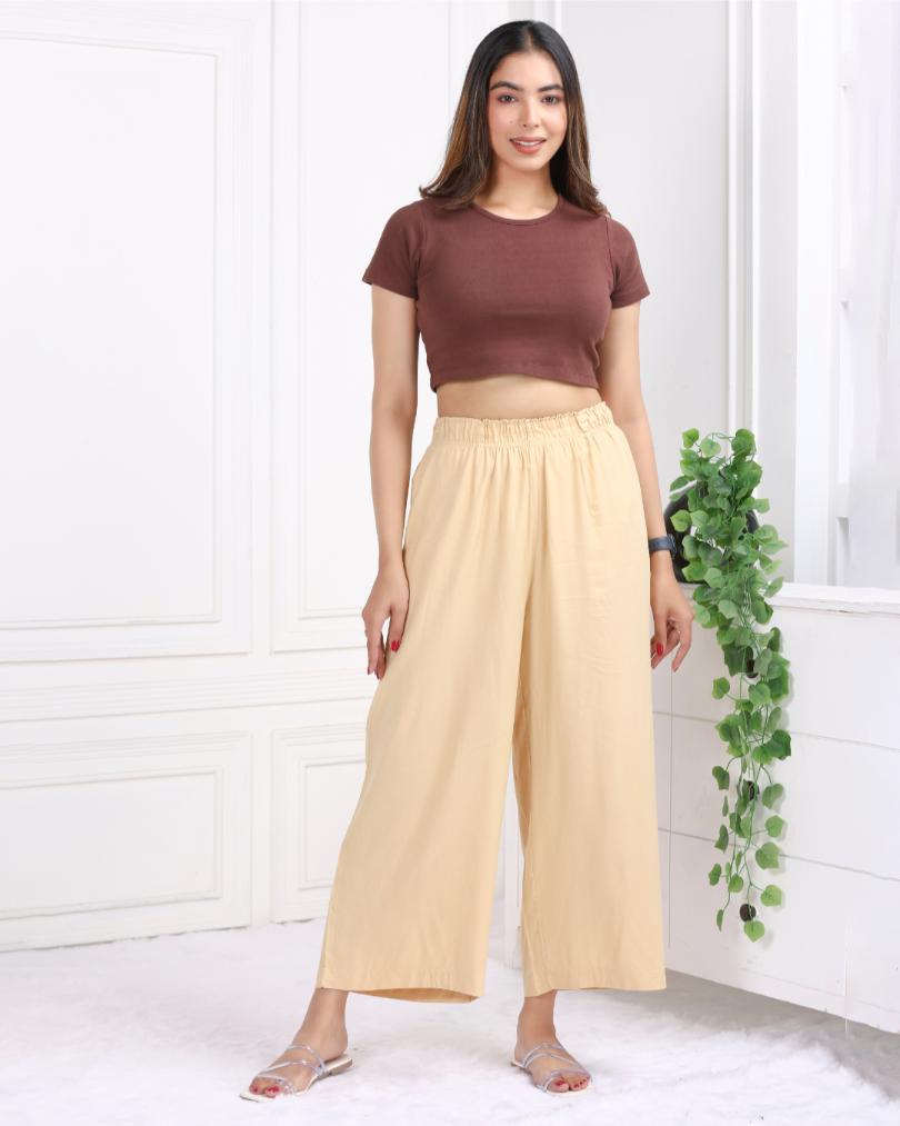 Beige rayon palazzo [ 100% Rayon, Liva Certified ] - Palazzo