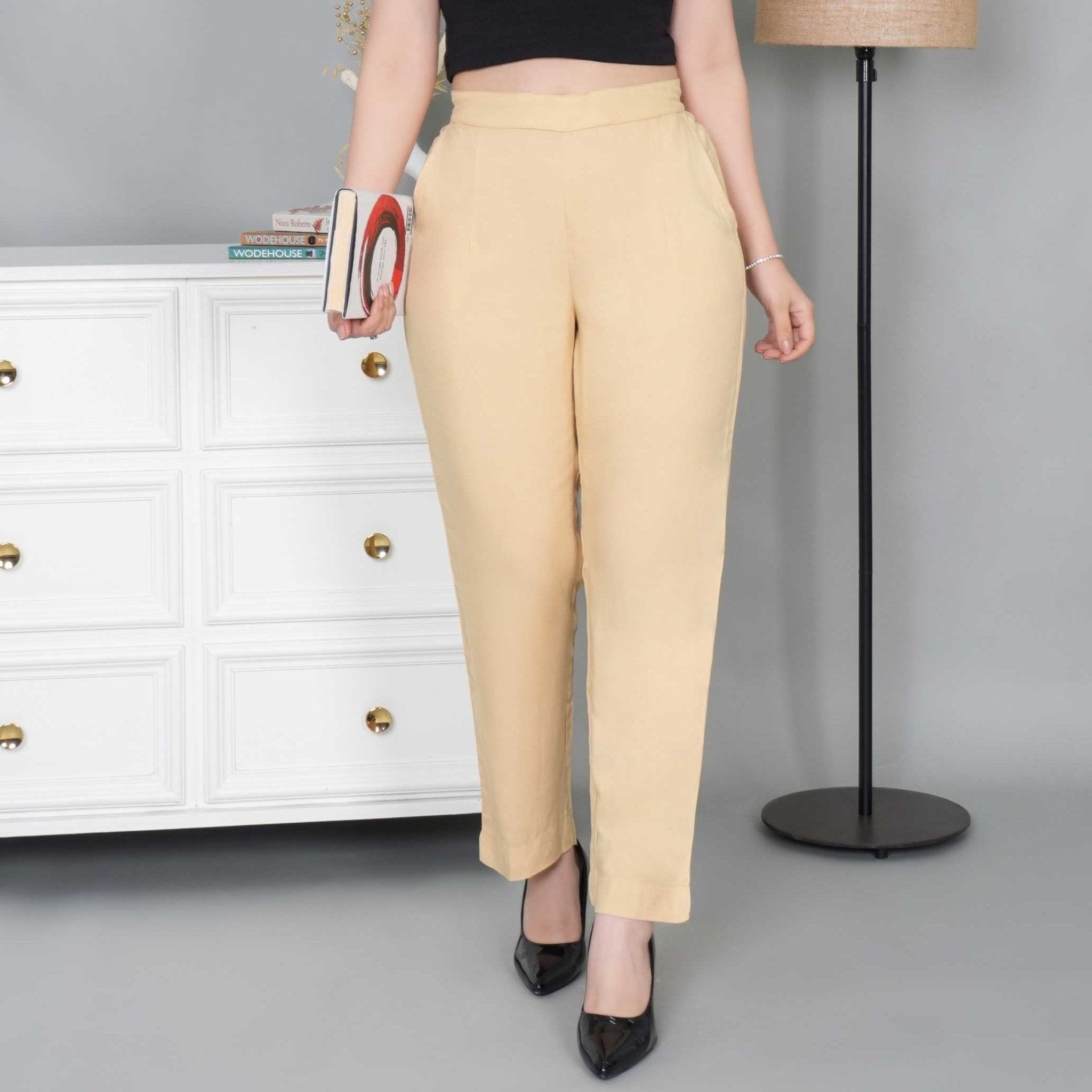 Beige rayon pant [ 100% Rayon, Liva Certified ] - Rayon pants