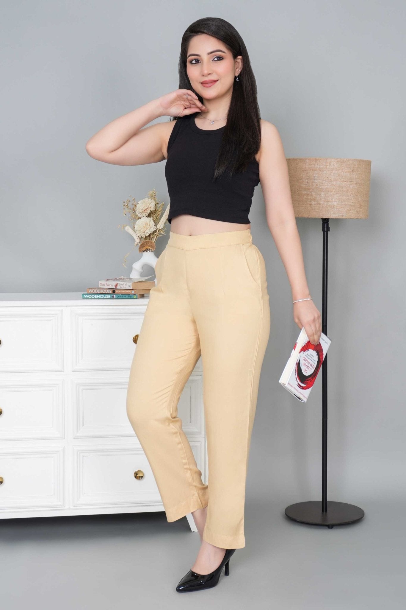 Beige rayon pant [ 100% Rayon, Liva Certified ] - Rayon pants