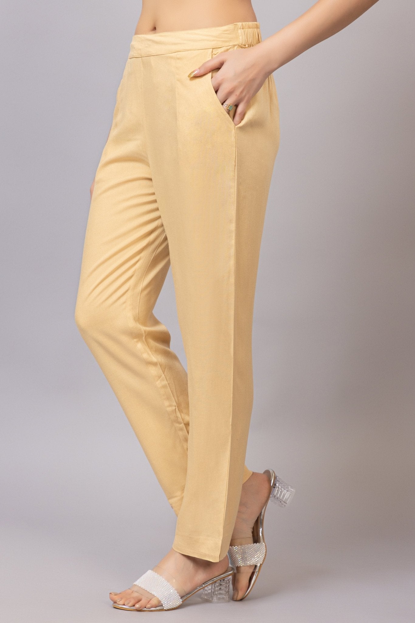 Beige rayon pant [ 100% Rayon, Liva Certified ] - Rayon pants
