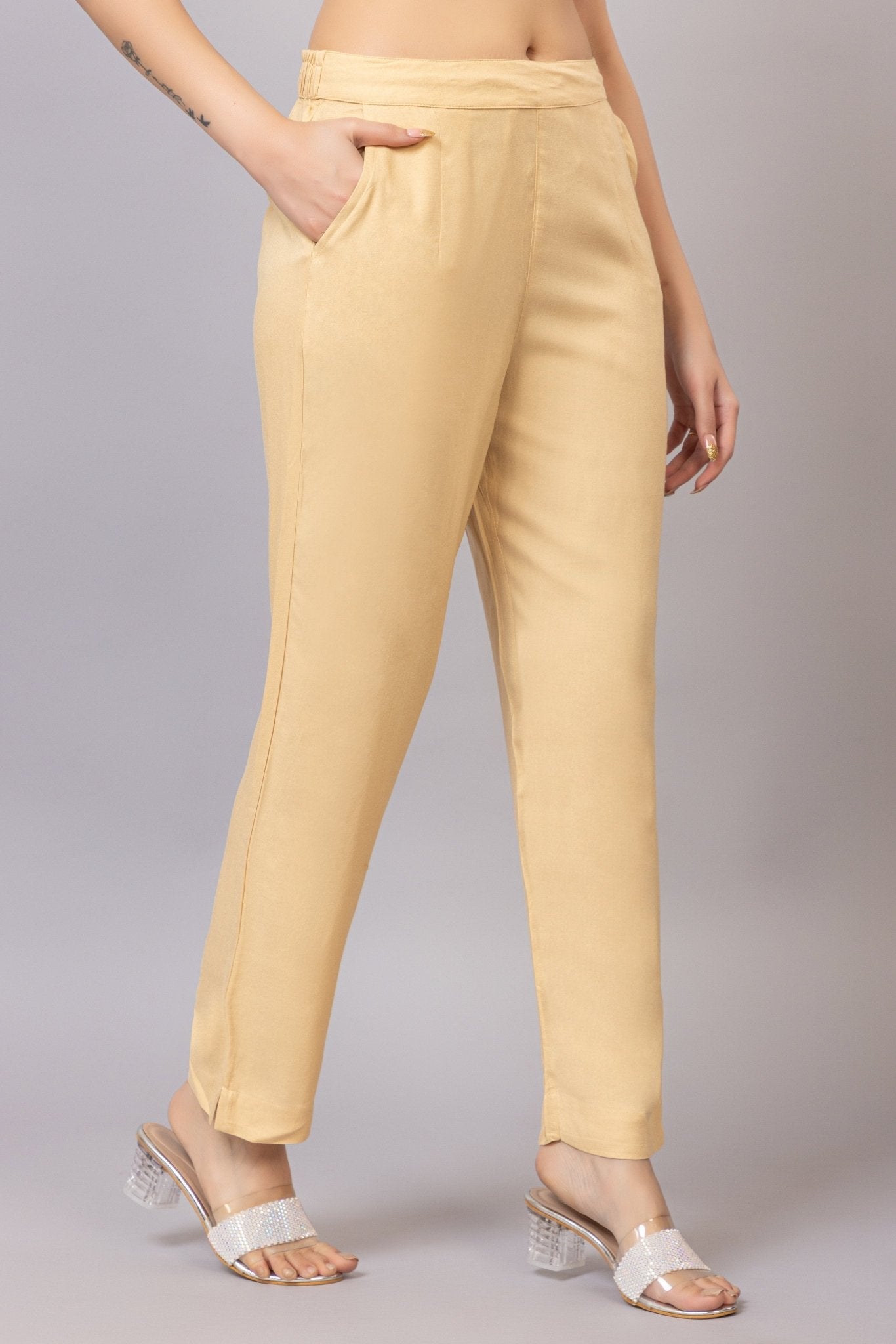 Beige rayon pant [ 100% Rayon, Liva Certified ] - Rayon pants