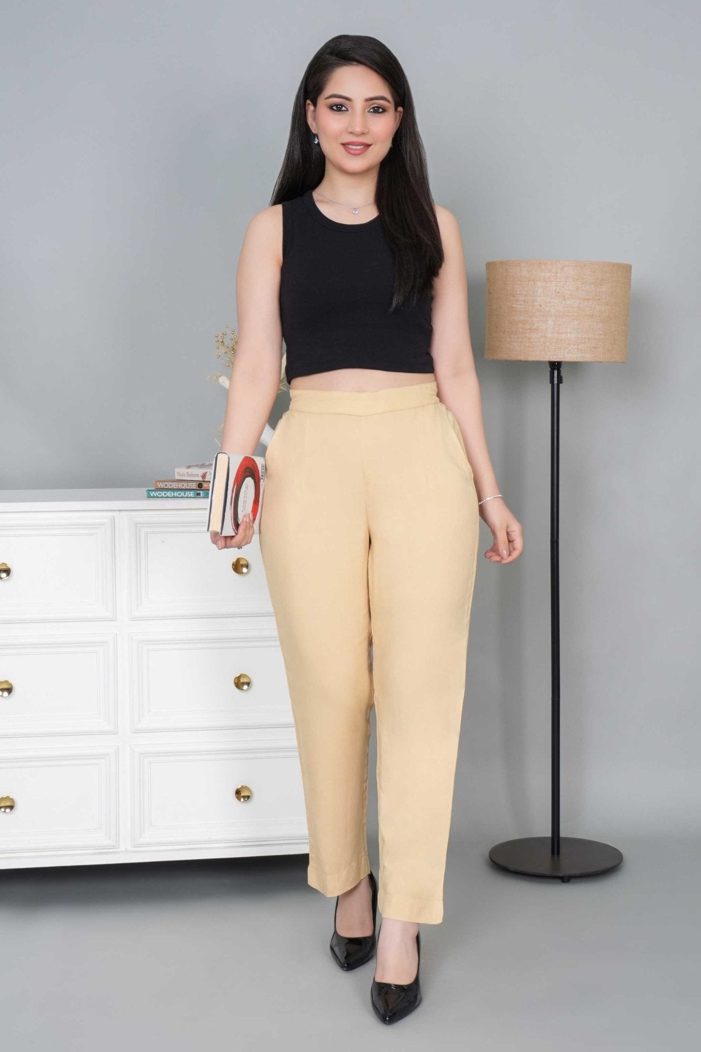 Beige rayon pant [ 100% Rayon, Liva Certified ] - Rayon pants