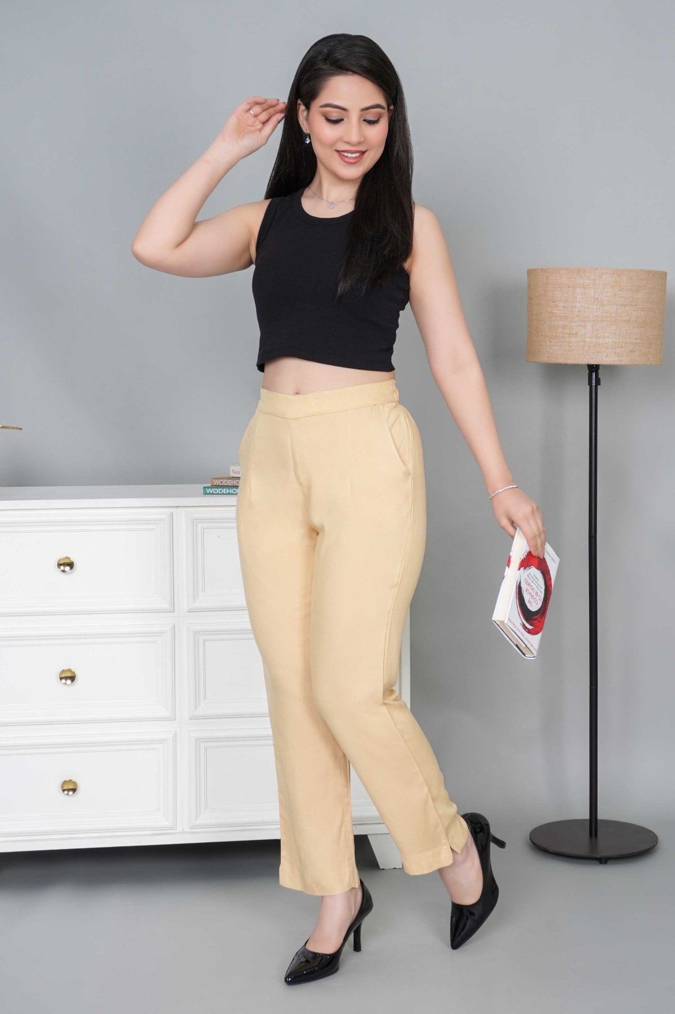Beige rayon pant [ 100% Rayon, Liva Certified ] - Rayon pants