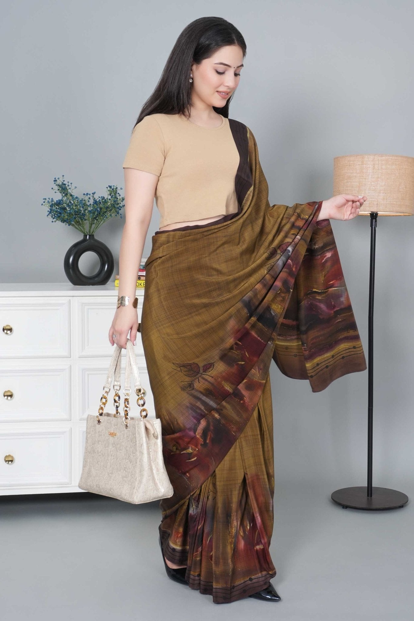 Beige Rib Crop Tshirt Blouse [ 100% USA HQ Cotton, 280 GSM non transparent fabric ] - Rib crop tshirt blouse