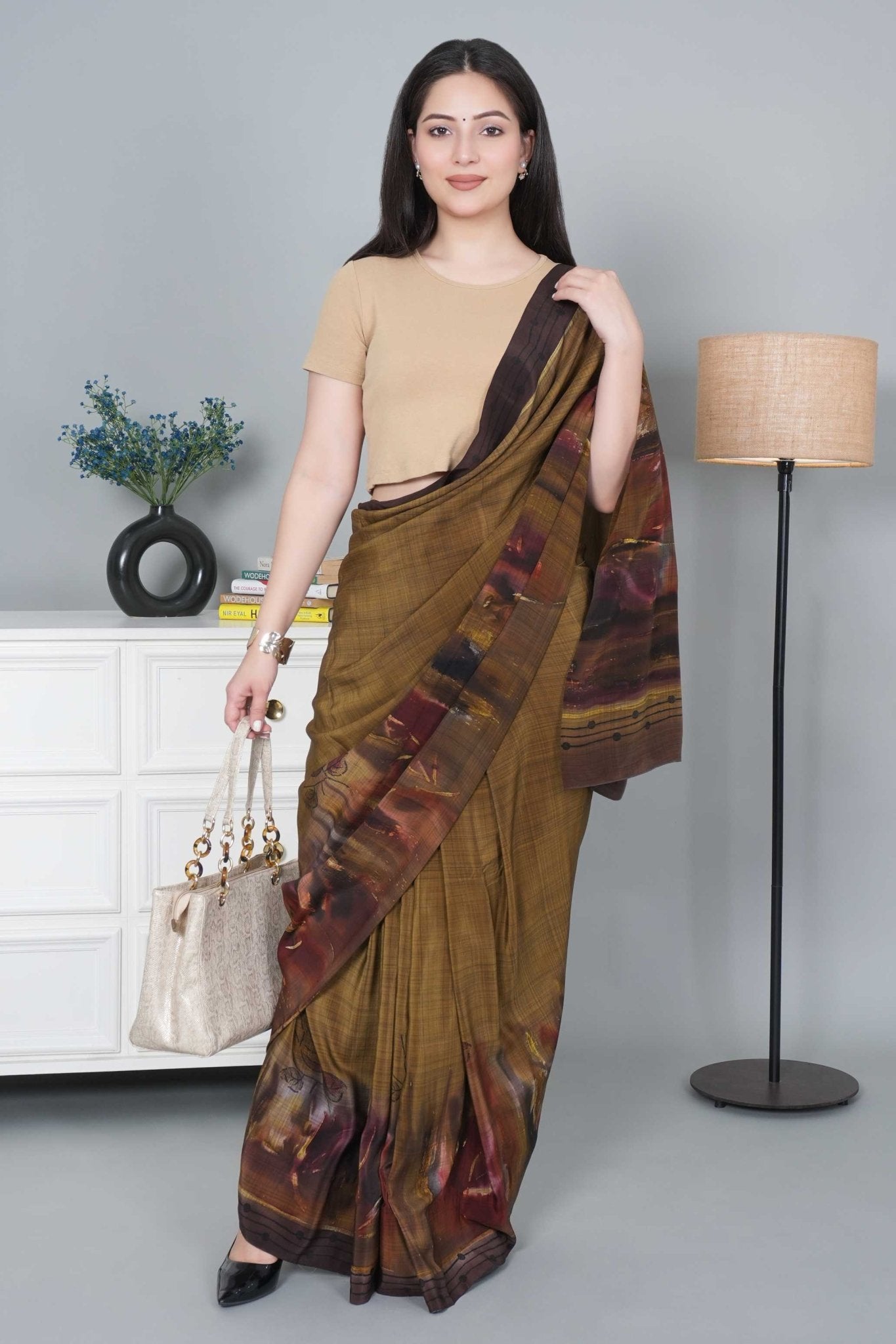 Beige Rib Crop Tshirt Blouse [ 100% USA HQ Cotton, 280 GSM non transparent fabric ] - Rib crop tshirt blouse