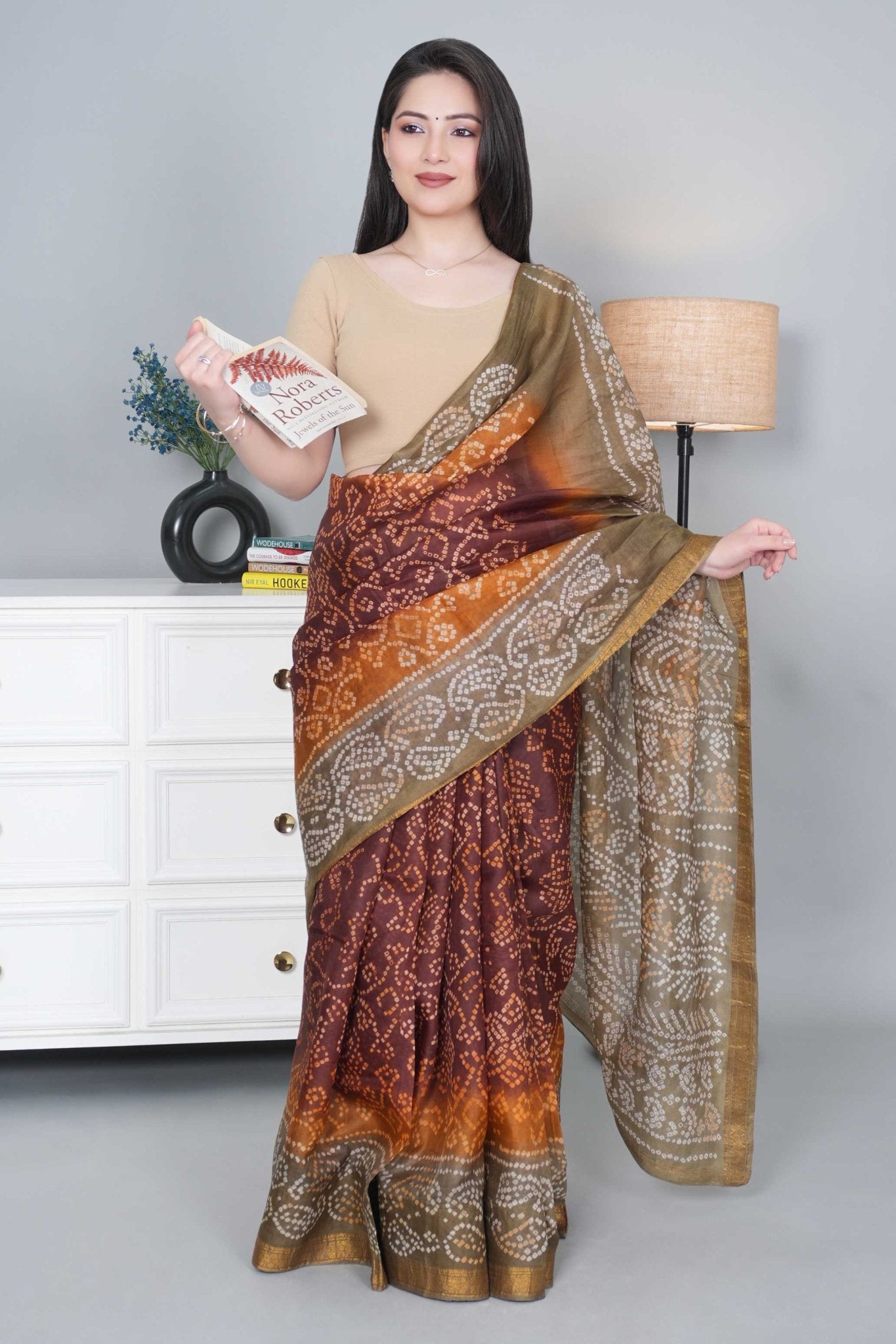 Beige Rib Roundneck Half Sleeve Blouse [ 100% USA HQ Cotton, 280 GSM non transparent fabric ] - Rib blouse