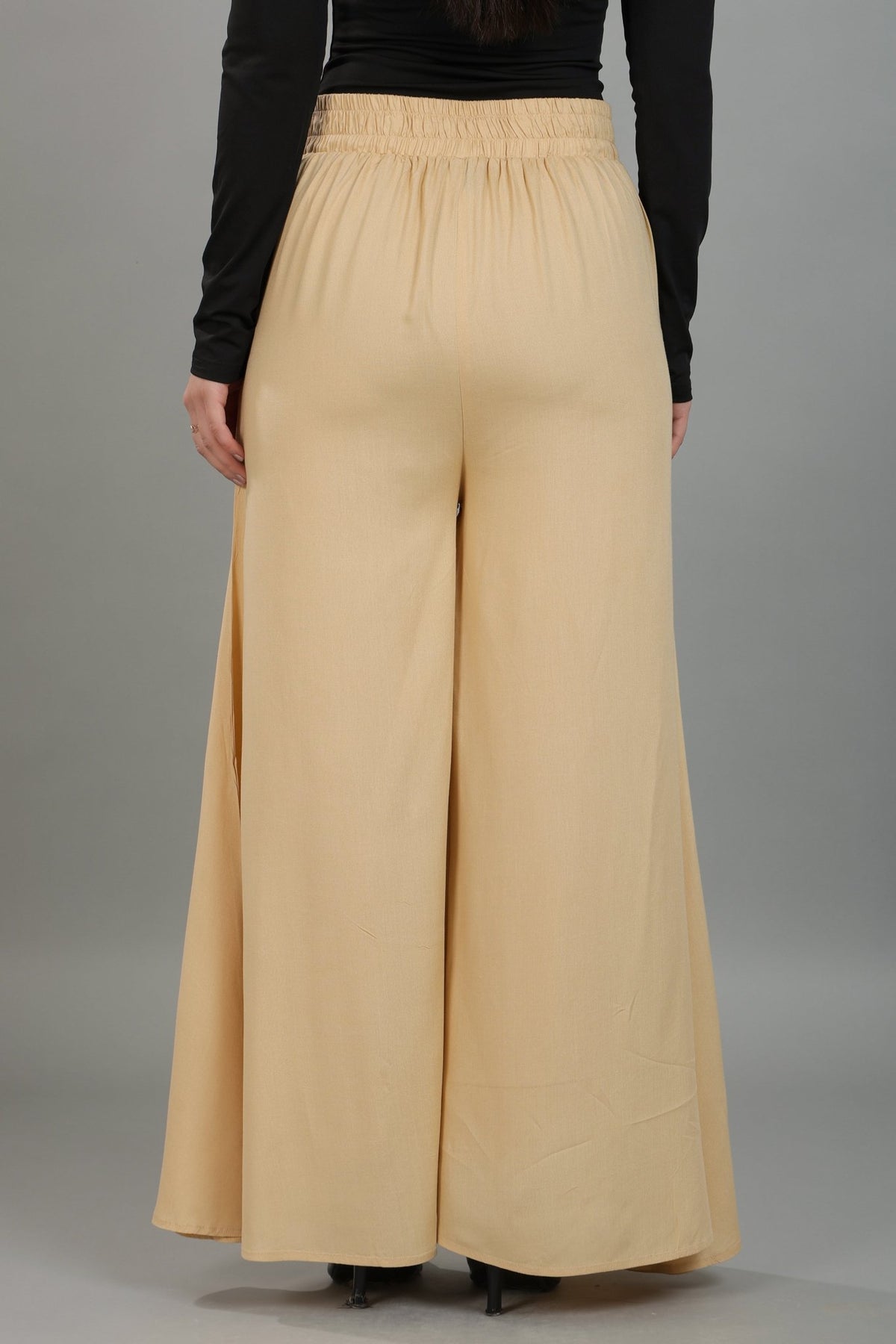 Beige wide flow pant [ 100% Rayon, Liva Certified ] -Wide flow pant