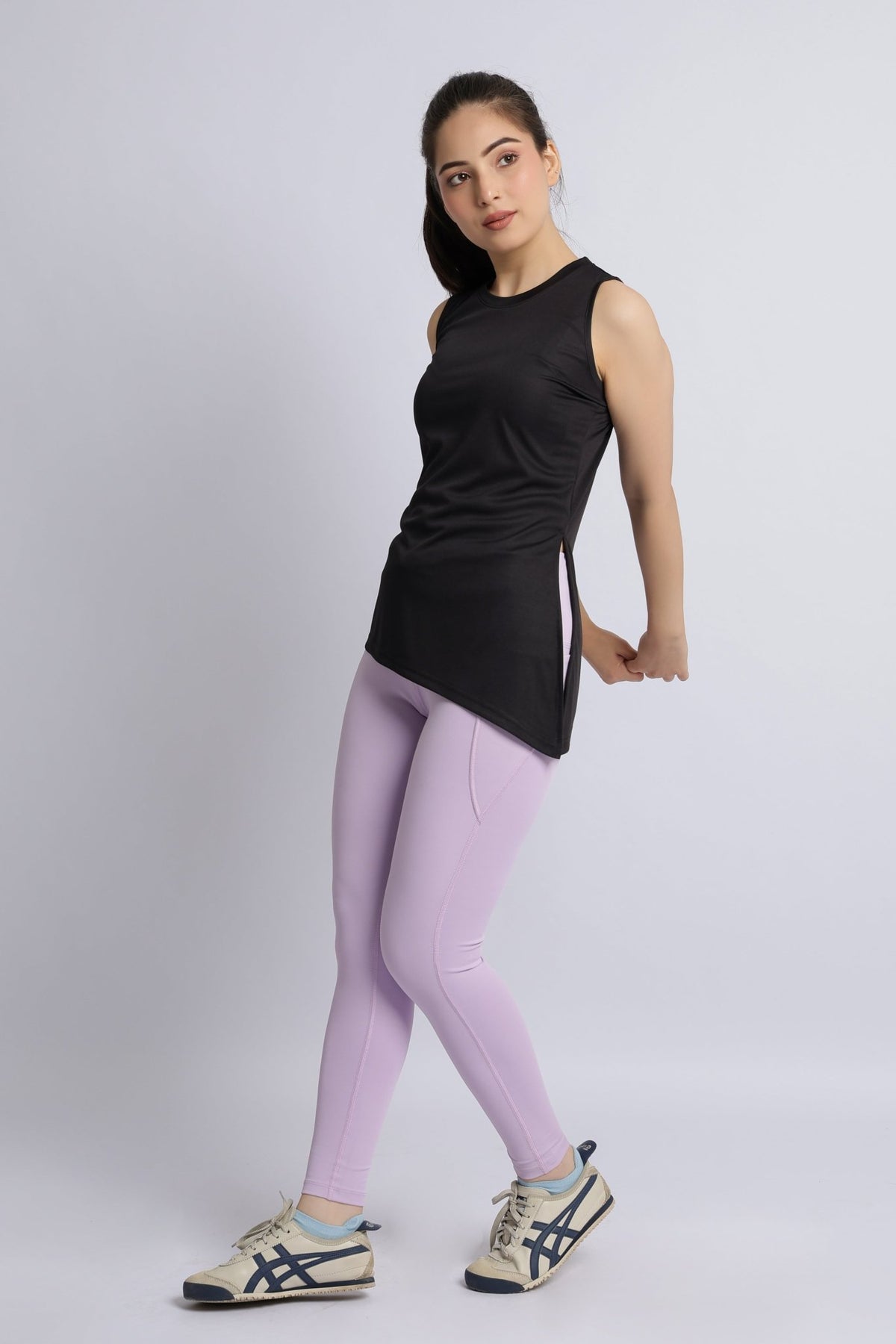 Black active drape flow vest -Active drape flow vest