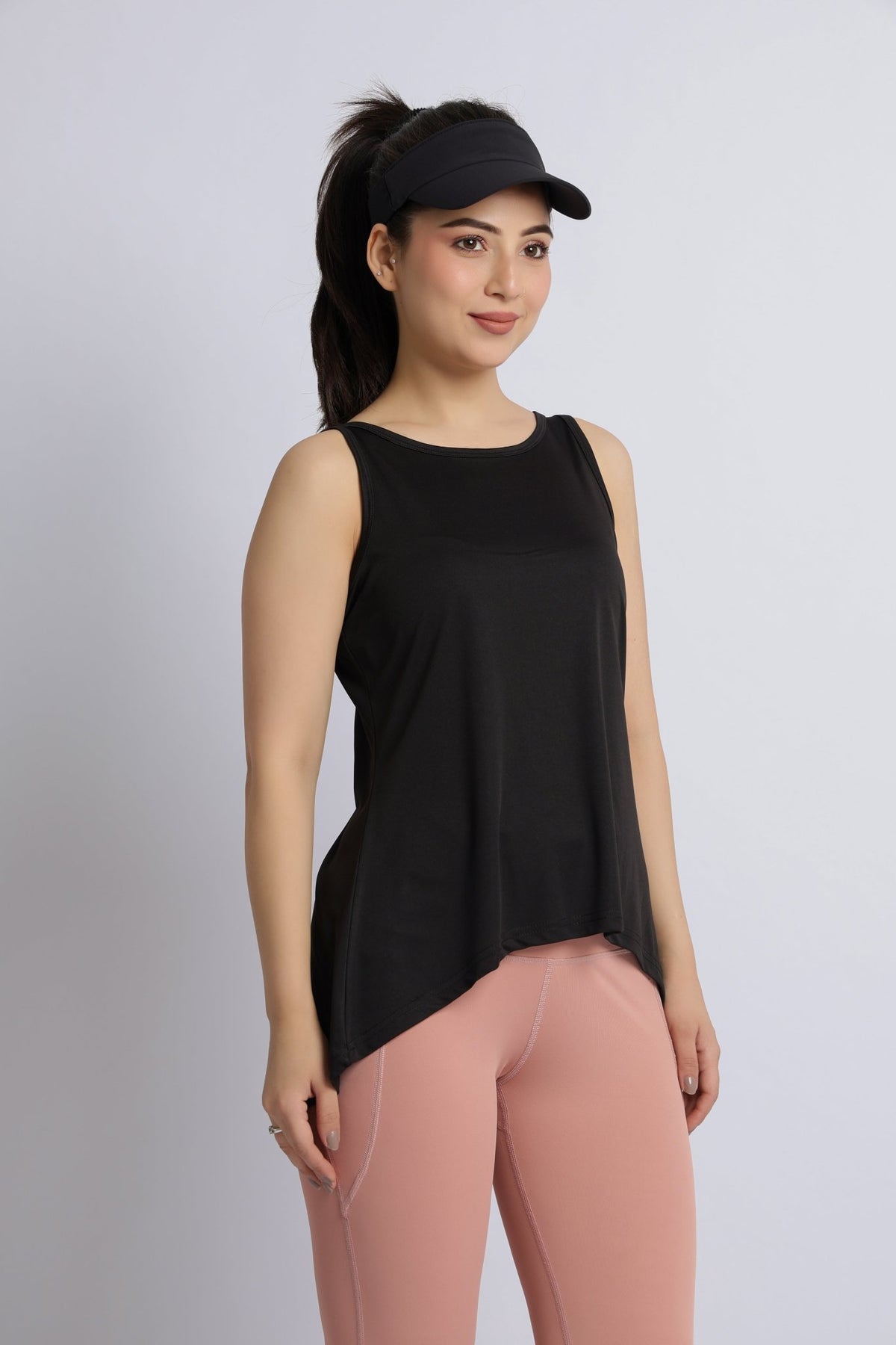 Black active flare vest -Active flare vest