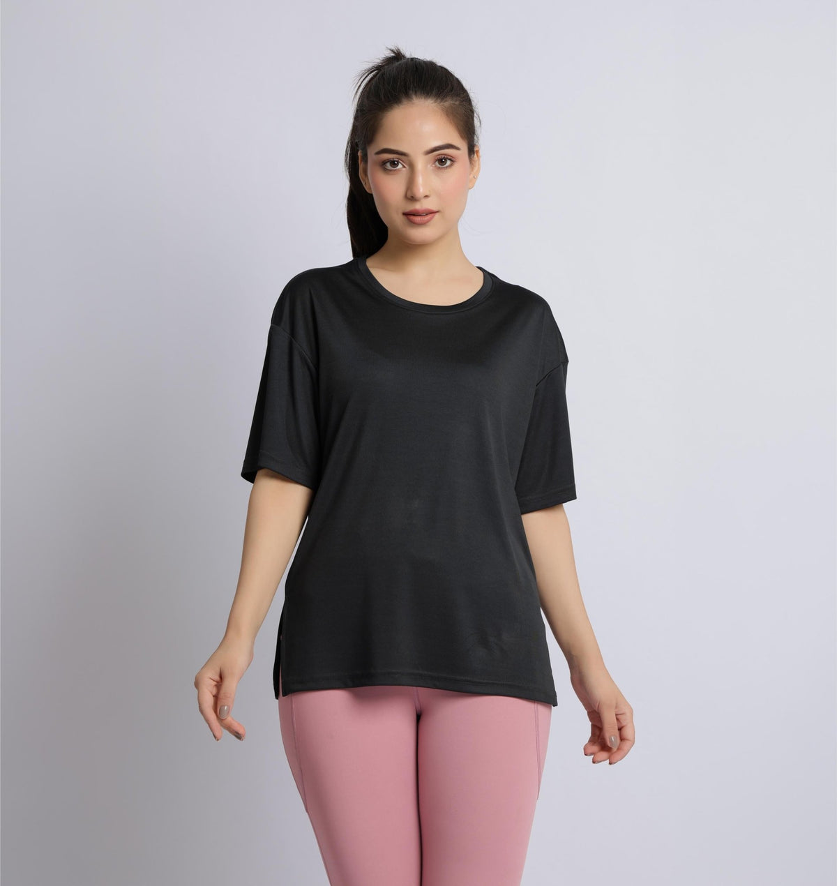 Black active off shoulder tshirt -Active off shoulder tshirt