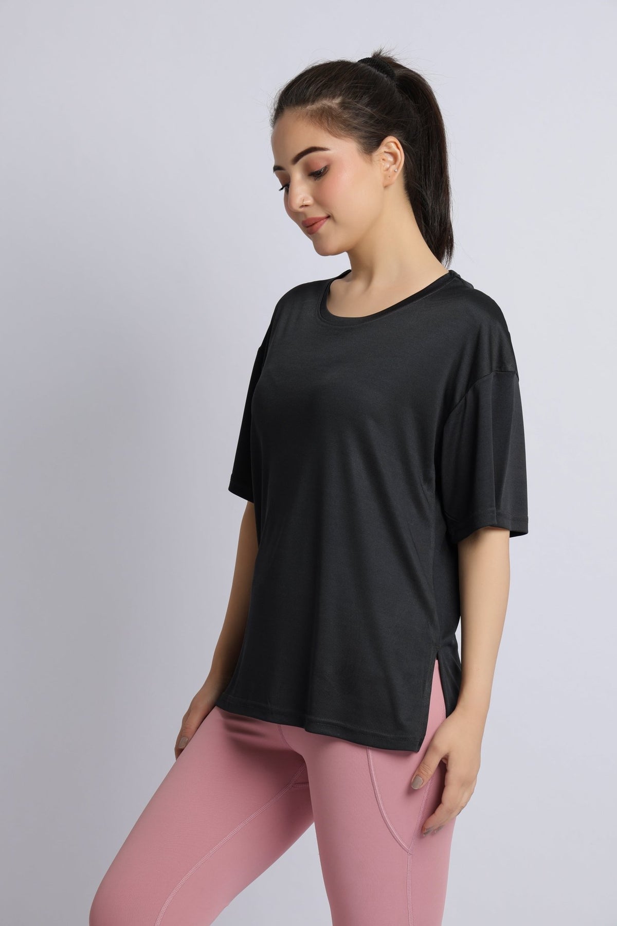 Black active off shoulder tshirt -Active off shoulder tshirt