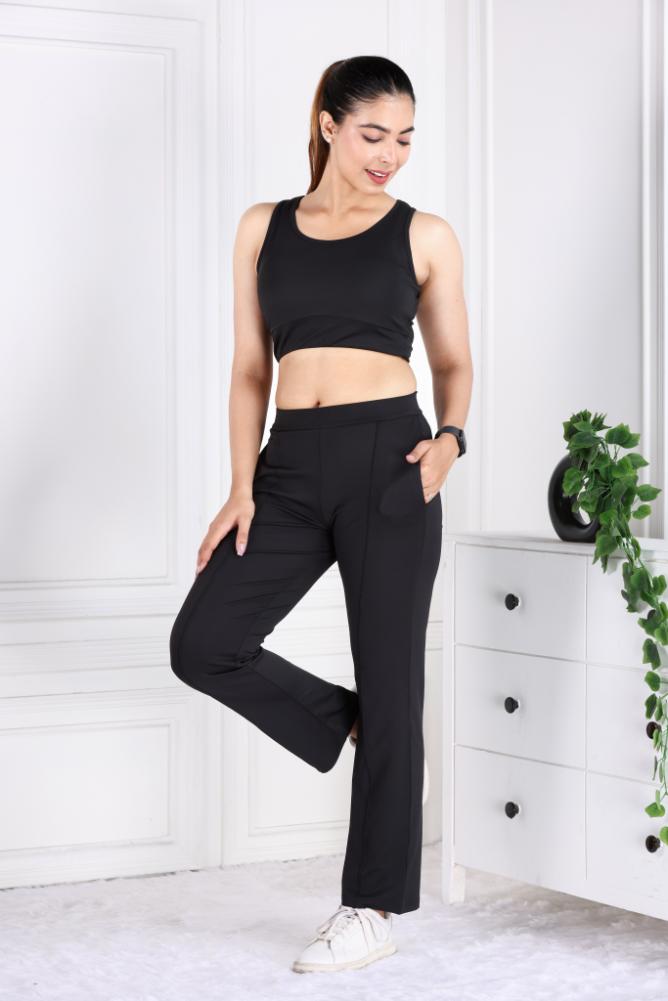 Black Active Yoga Pant Straight fit - Active cigarette pencil pants