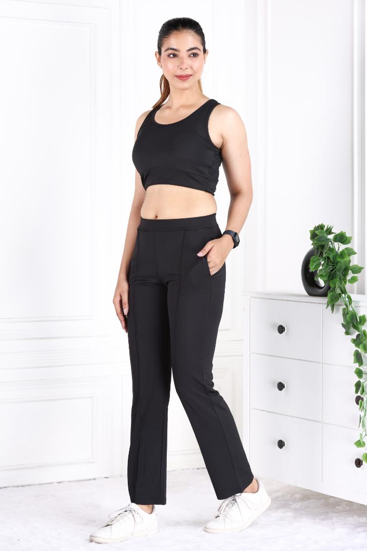 Black Active Yoga Pant Straight fit - Active cigarette pencil pants