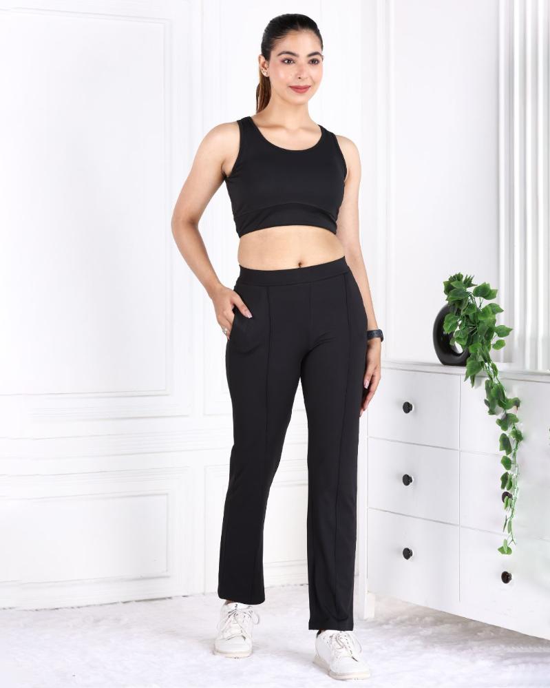 Black Active Yoga Pant Straight fit - Active cigarette pencil pants