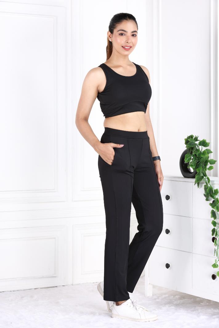 Black Active Yoga Pant Straight fit - Active cigarette pencil pants