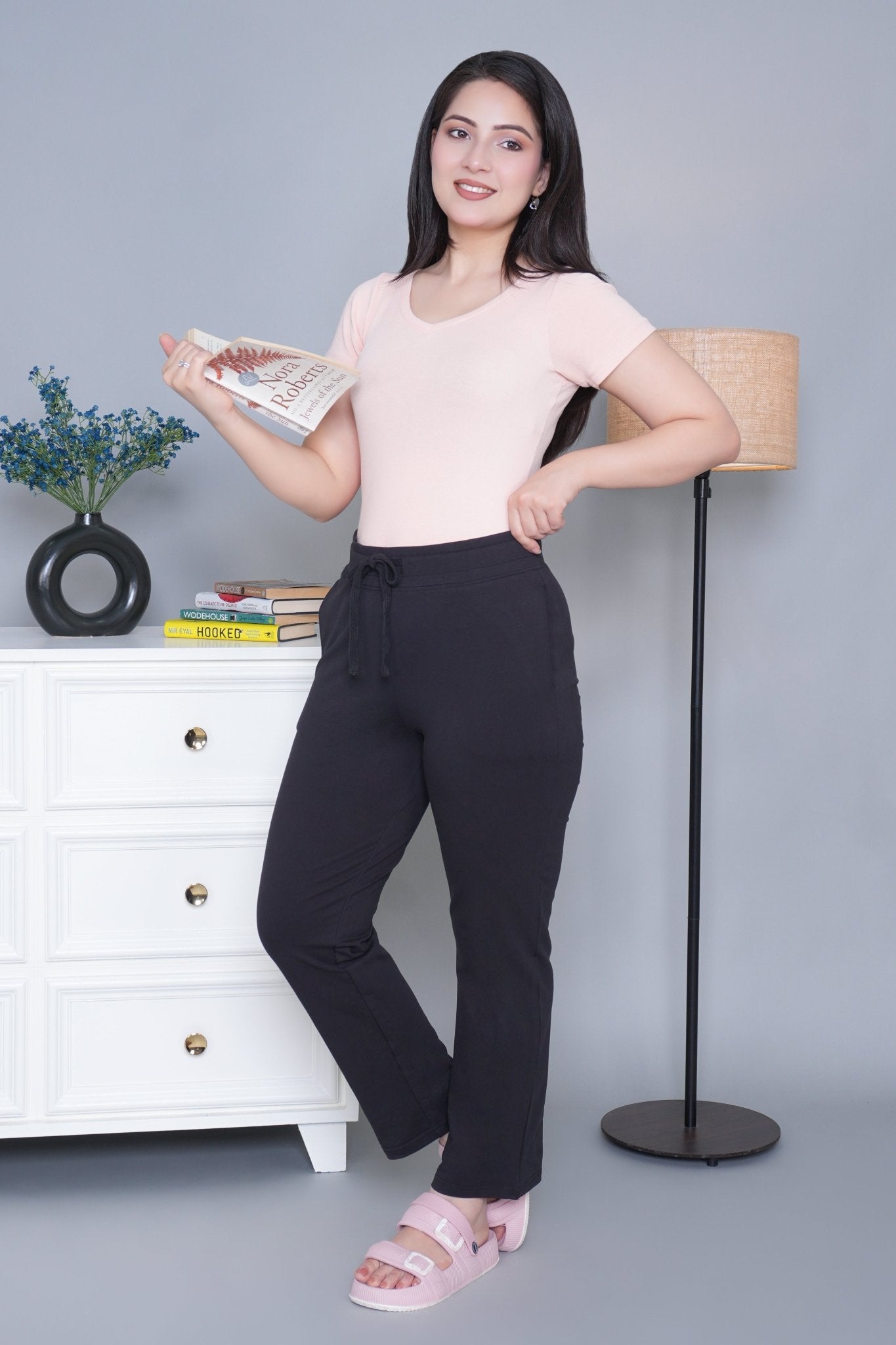 Black all day home pants with extra comfort. [100% USA HQ Cotton Lycra] - All day home pant