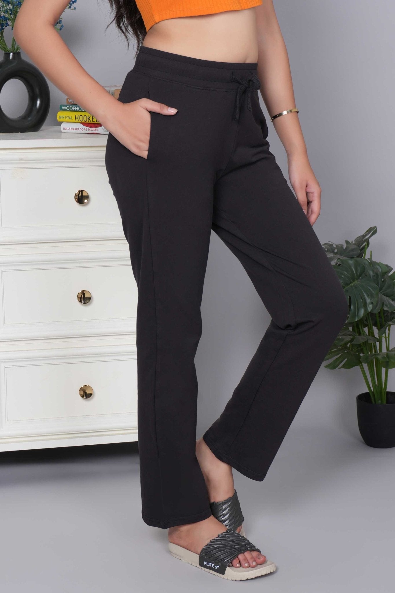 Black all day home pants with extra comfort. [100% USA HQ Cotton Lycra] - All day home pant