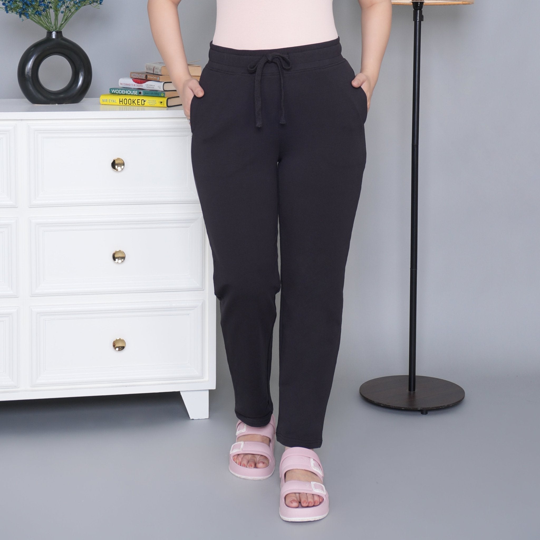 Black all day home pants with extra comfort. [100% USA HQ Cotton Lycra] - All day home pant