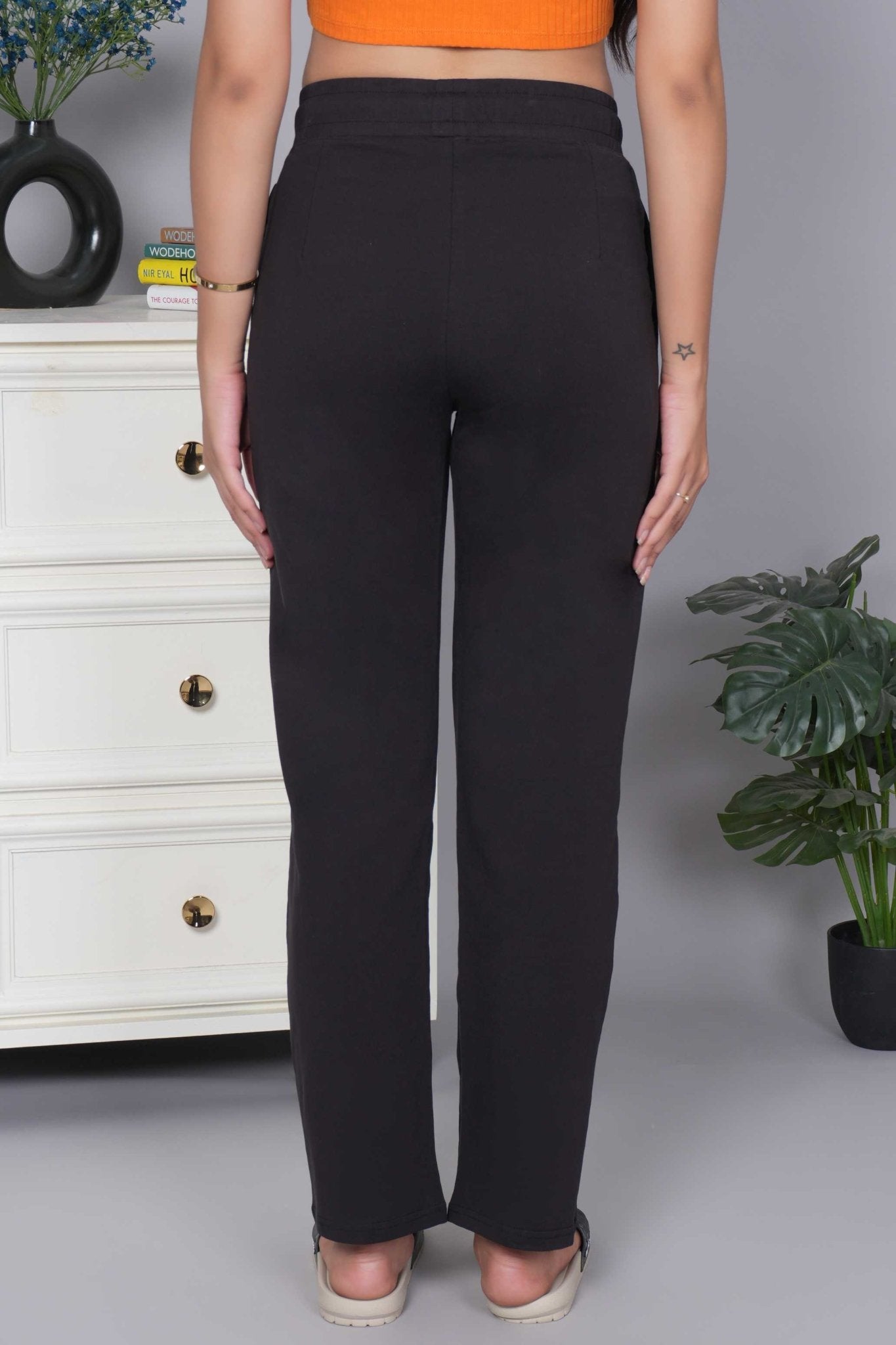 Black all day home pants with extra comfort. [100% USA HQ Cotton Lycra] - All day home pant
